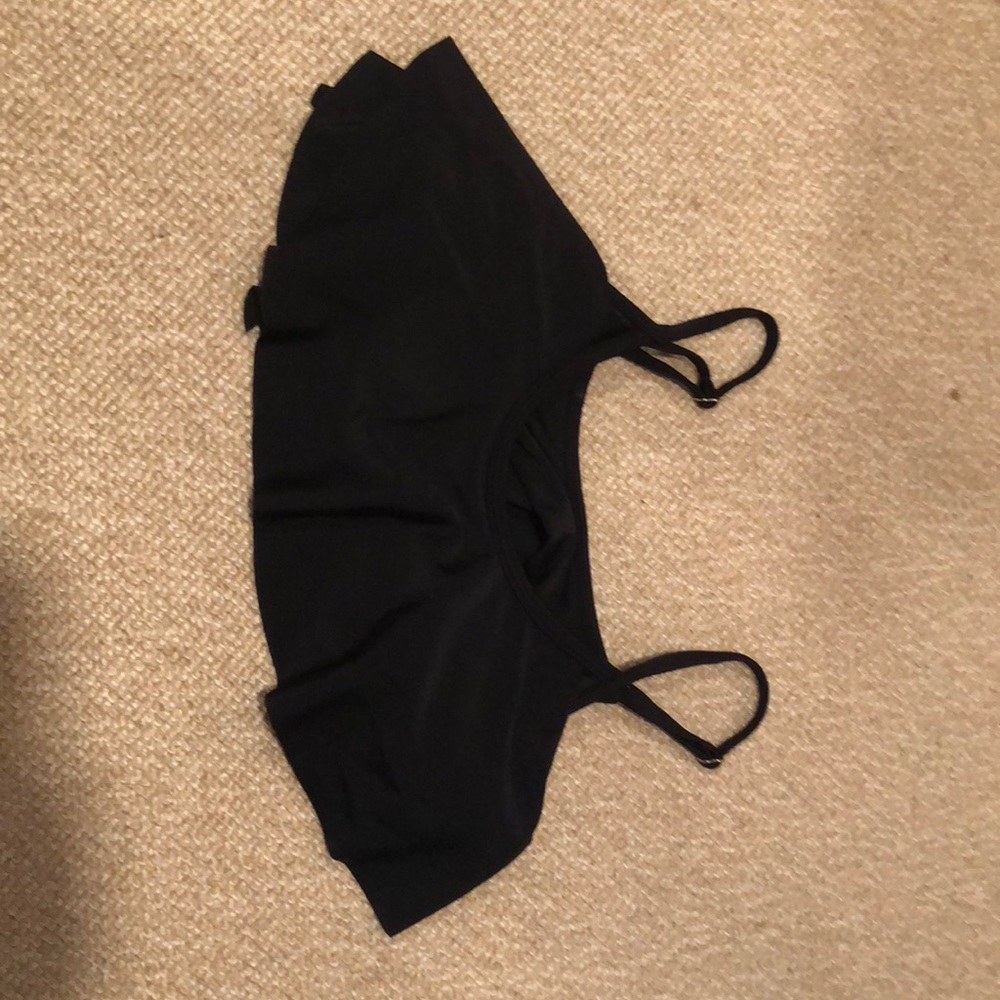 black flounce bikini top